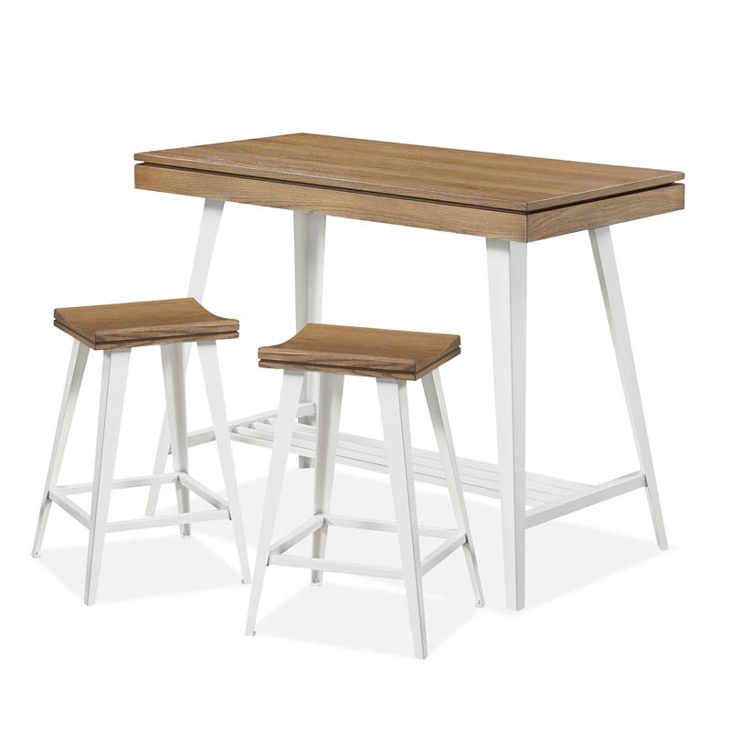 Furniture of America Melba Wood 3-Piece Counter Height Table Set in Oak