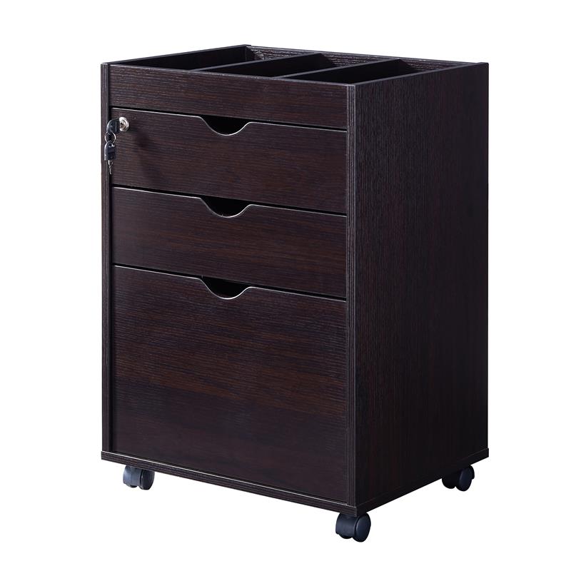 Furniture of America Hite Transitional Wood 3-Drawer File Cabinet in Cappuccino