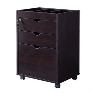Furniture of America Hite Transitional Wood 3-Drawer File Cabinet in Cappuccino