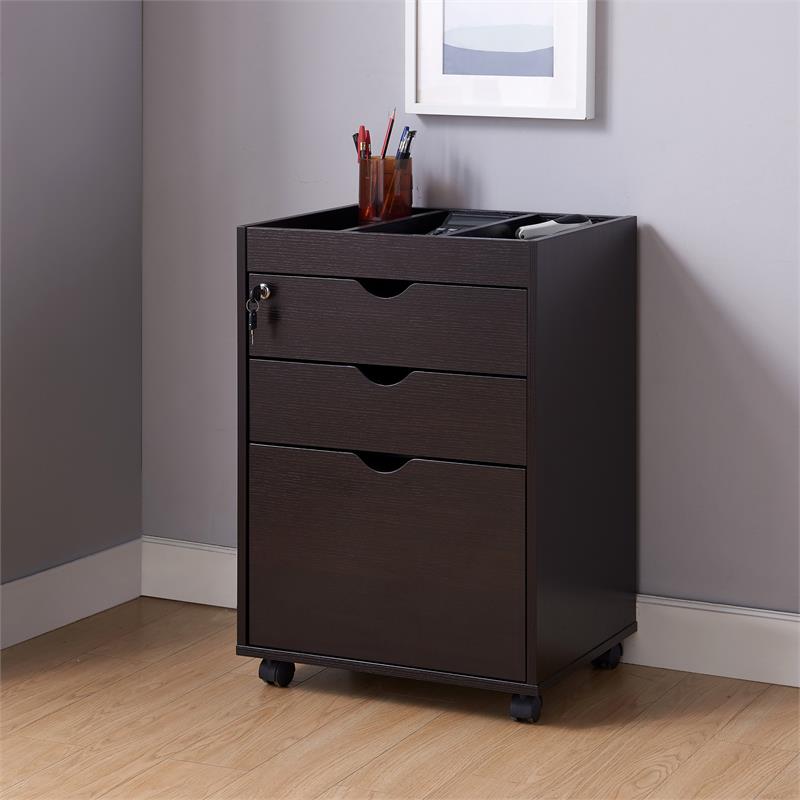 Furniture of America Hite Transitional Wood 3-Drawer File Cabinet in Cappuccino