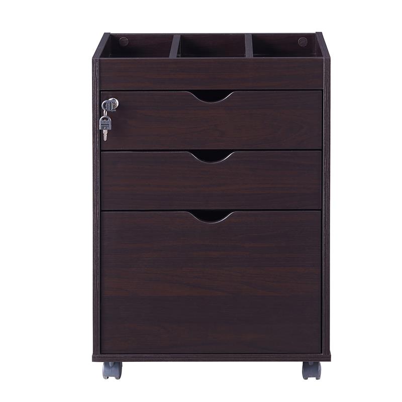 Furniture of America Hite Transitional Wood 3-Drawer File Cabinet in Cappuccino