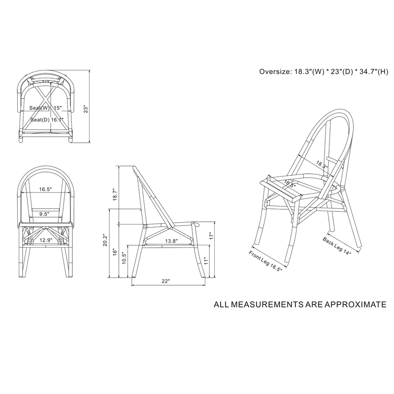 Furniture of America Acti Modern Aluminum Patio Dining Chair in Blue
