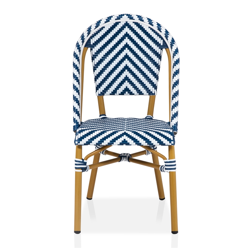 Furniture of America Acti Modern Aluminum Patio Dining Chair in Blue