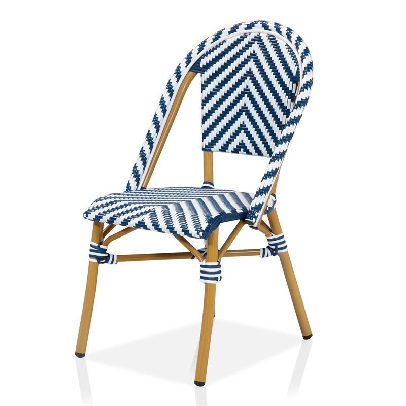 Furniture of America Acti Modern Aluminum Patio Dining Chair in Blue