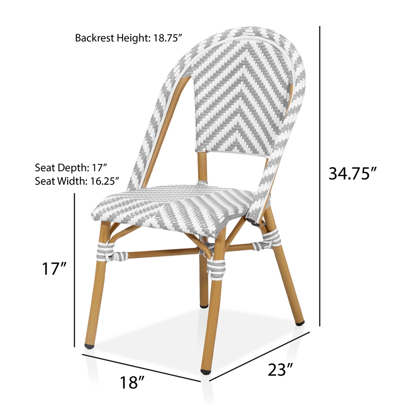 Furniture of America Acti Modern Aluminum Patio Dining Chair in Gray