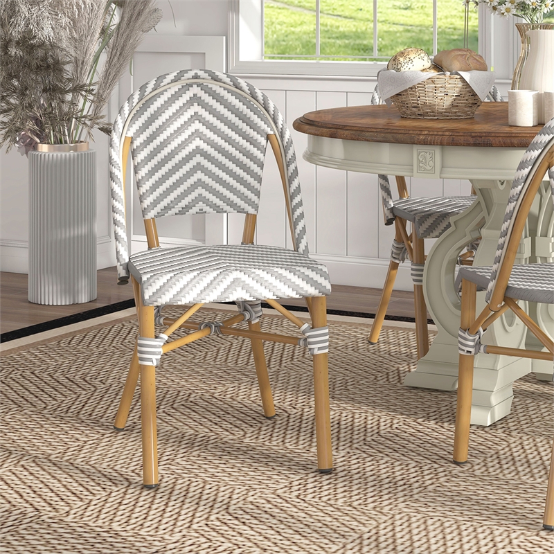 Furniture of America Acti Modern Aluminum Patio Dining Chair in Gray