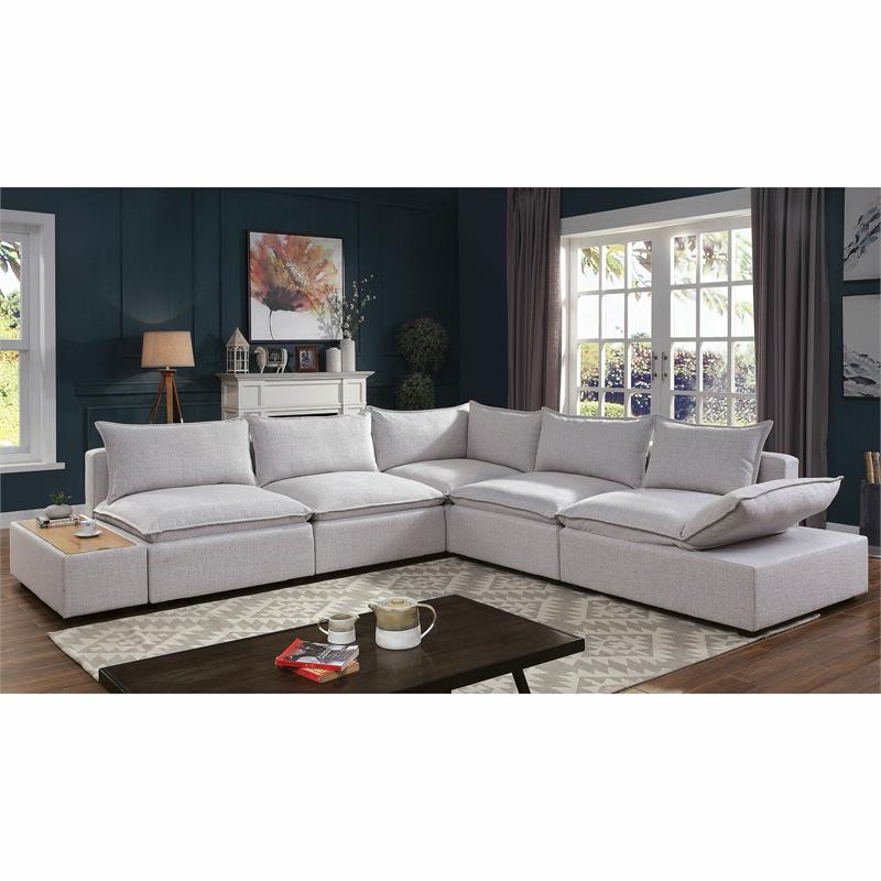 Furniture of America Drevi Fabric Corner Chair in Light Gray (Set of 2)