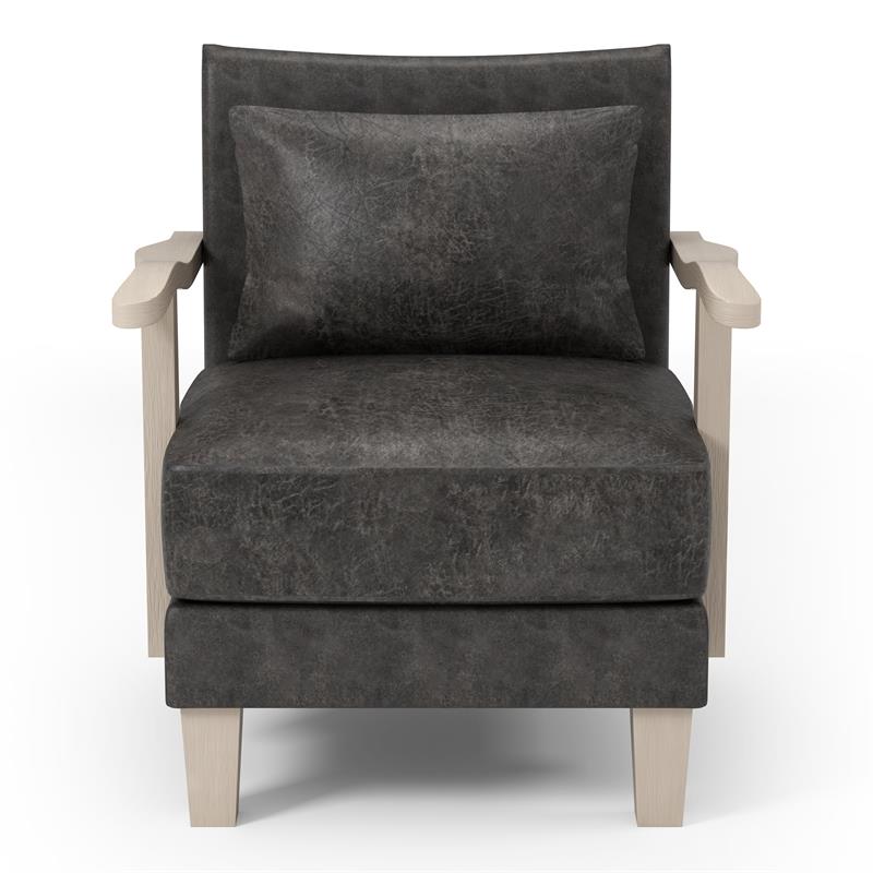 Furniture of America Ciela Faux Leather Accent Chair in Light Gray (Set of 2)