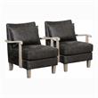 Furniture of America Ciela Faux Leather Accent Chair in Light Gray (Set of 2)
