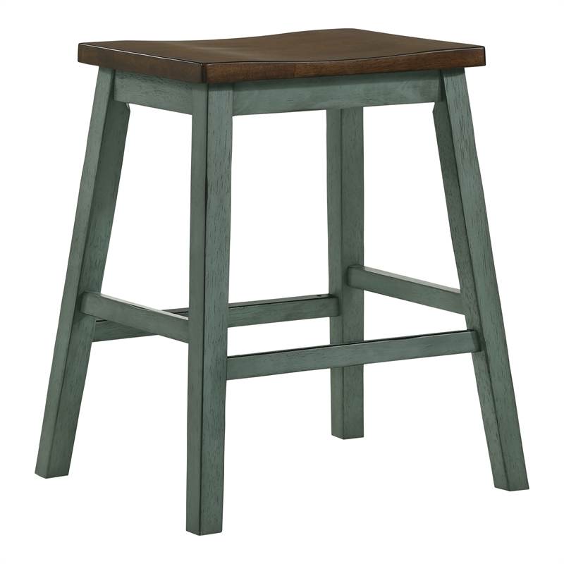 Furniture of America Silva Wood 5-Piece Counter Dining Set in Antique Green