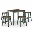 Furniture of America Silva Wood 5-Piece Counter Dining Set in Antique Green