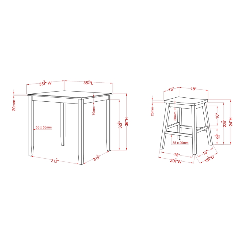 Furniture of America Silva Wood 5-Piece Counter Dining Set in Antique Gray