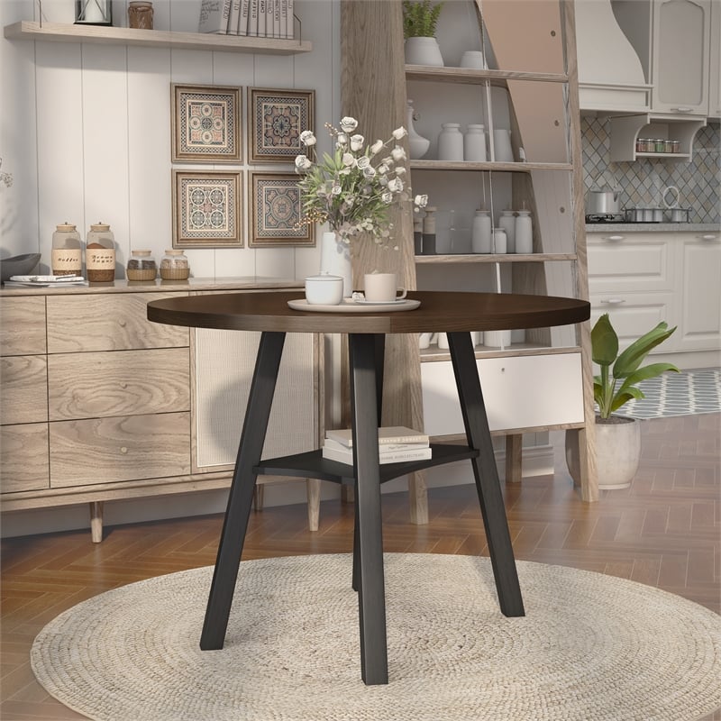 Furniture of America Elda Wood Drop-Leaf Counter Height Table in Antique Gray