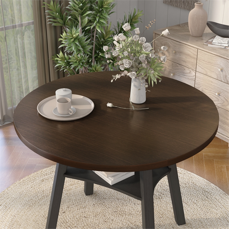 Furniture of America Elda Wood Drop-Leaf Counter Height Table in Antique Gray