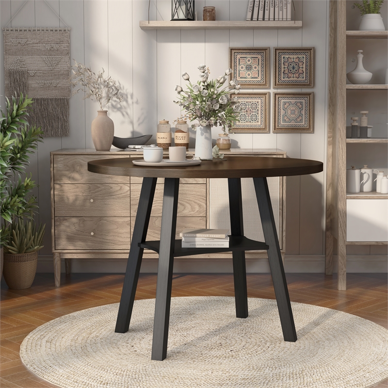 Furniture of America Elda Wood Drop-Leaf Counter Height Table in Antique Gray