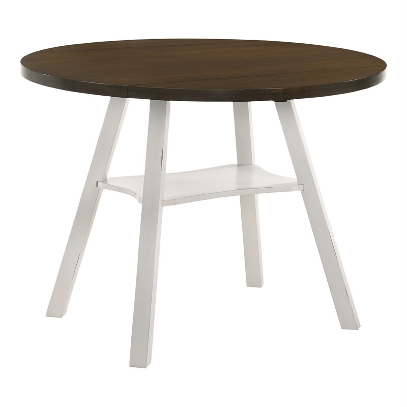 Furniture of America Elda Wood Drop-Leaf Counter Height Table in Sea White