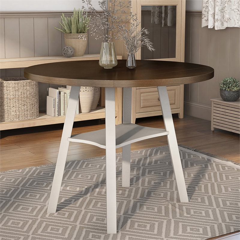 Furniture of America Elda Wood Drop-Leaf Counter Height Table in Sea White