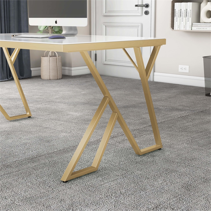 Furniture of America Egala Contemporary White Glass Top Dining Table