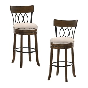 Furniture of America Beka Wood 29-Inch Swivel Bar Stool in Oak (Set of 2)