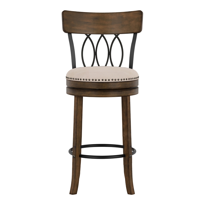 Furniture of America Beka Wood 29-Inch Swivel Bar Stool in Oak (Set of 2)