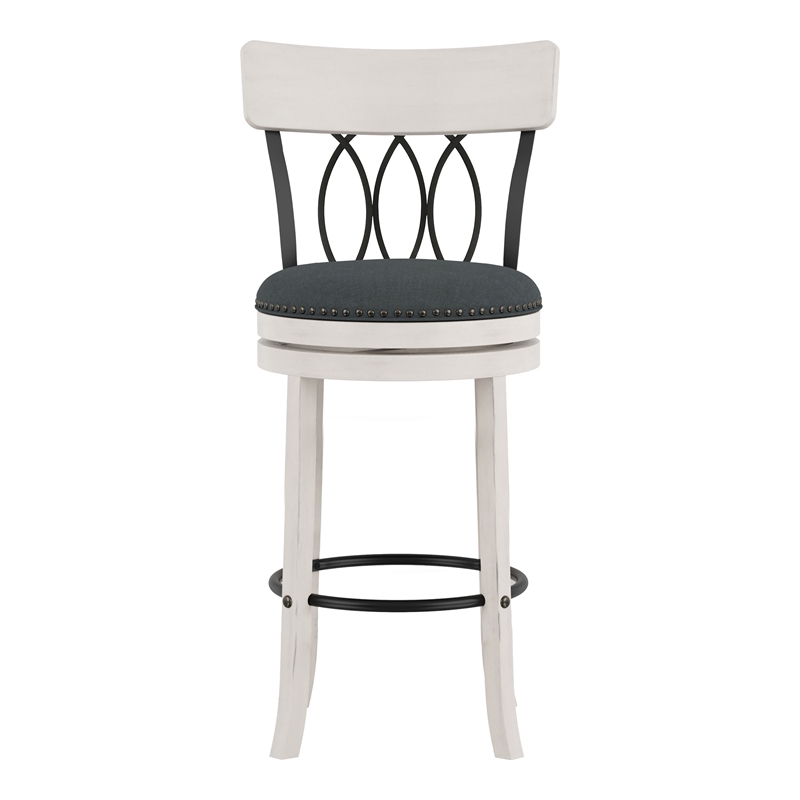 Furniture of America Beka Wood 29-Inch Swivel Bar Stool in Sea White (Set of 2)
