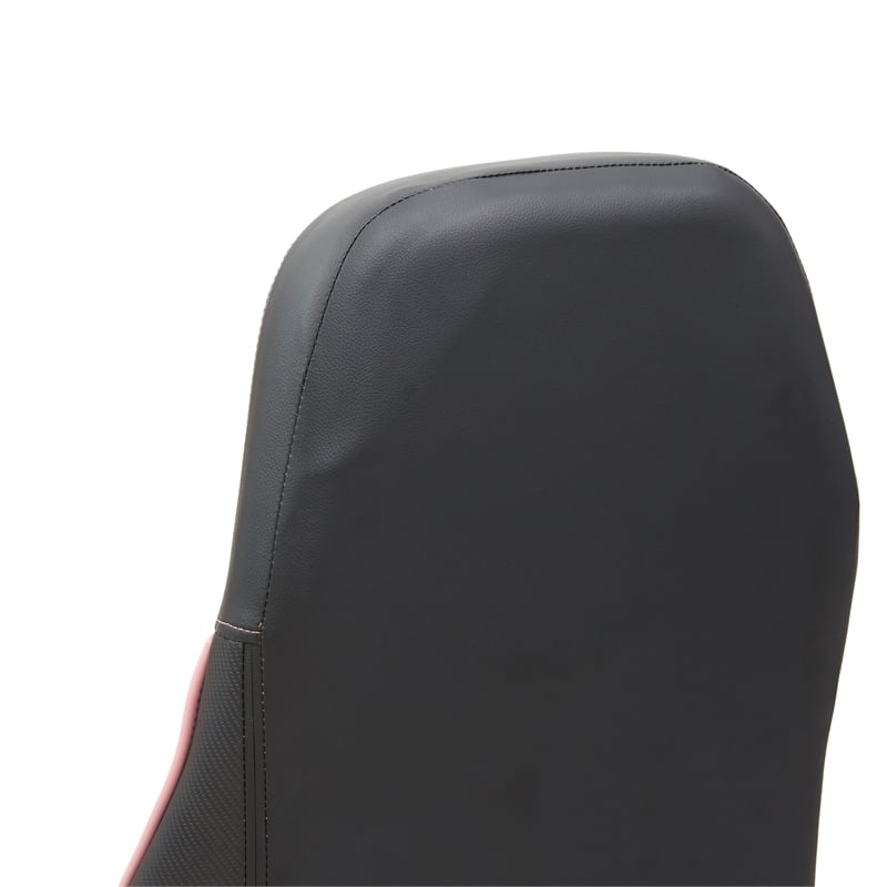 Furniture of America Aguil Faux Leather Adjustable Gaming Chair in Black & Pink