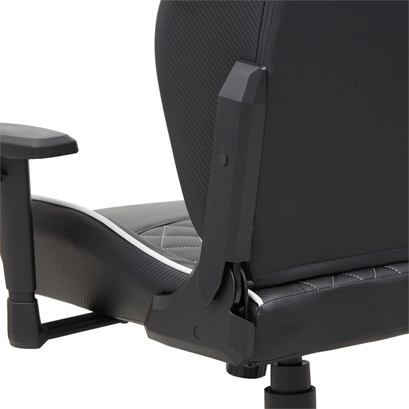 Furniture of America Aguil Faux Leather Adjustable Gaming Chair in Black & White