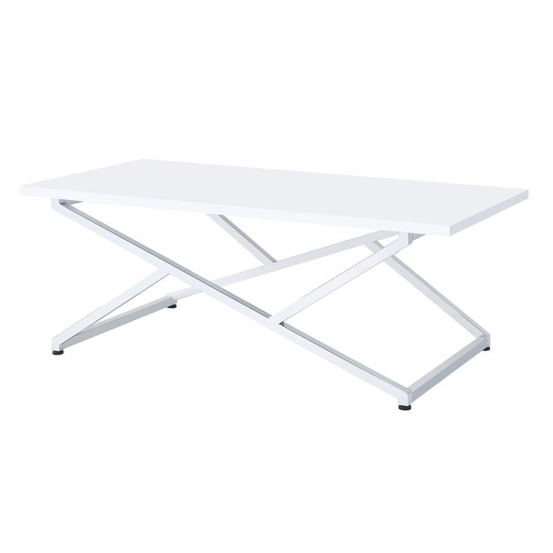 Furniture of America Mergo Contemporary Metal 2-Piece Coffee Table Set in White