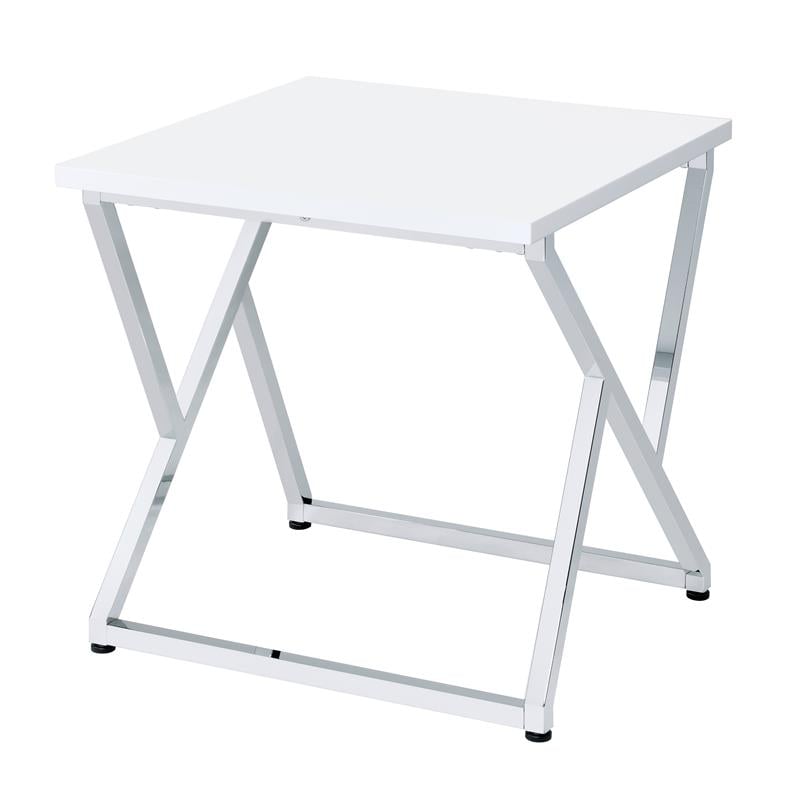 Furniture of America Mergo Contemporary Metal 2-Piece Coffee Table Set in White
