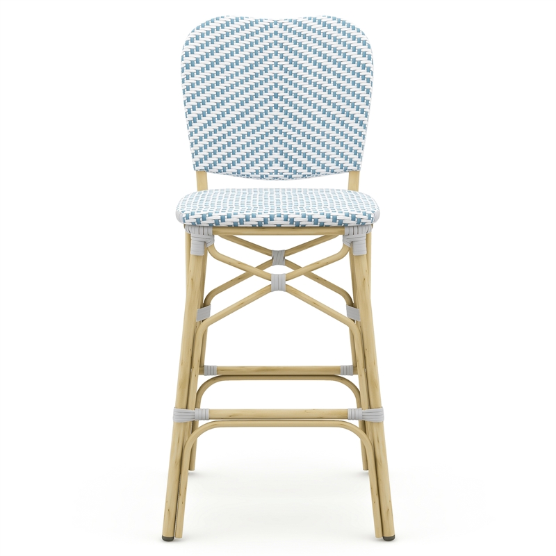 Furniture of America Adino Aluminum Patio Bar Chair in Blue (Set of 2)