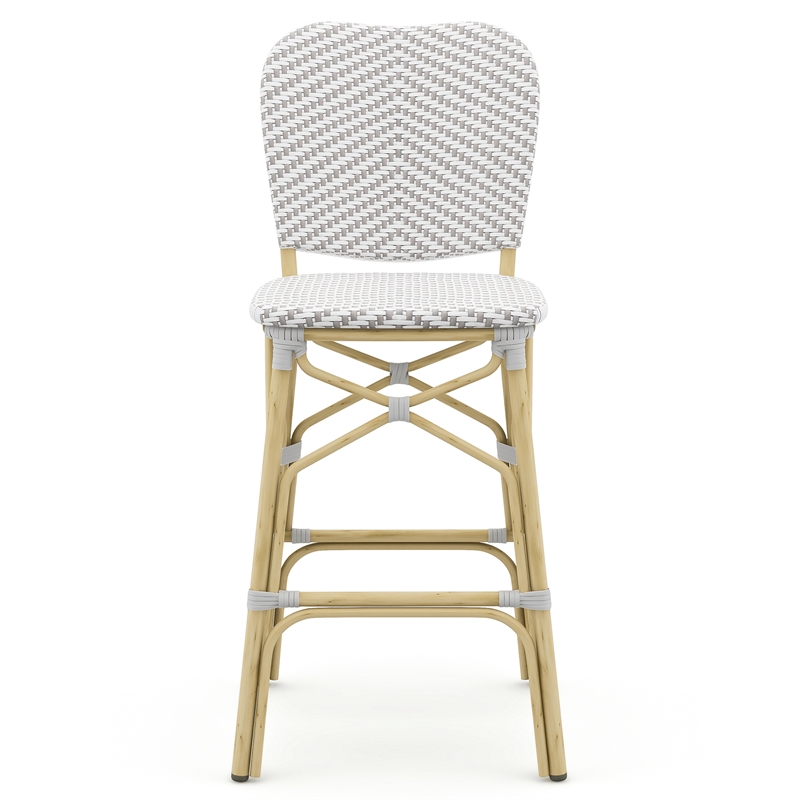 Furniture of America Adino Aluminum Patio Bar Chair in Gray (Set of 2)