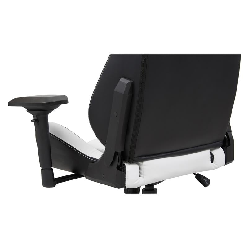 Furniture of America Valay 2-Piece Metal Gaming Desk and White Gaming Chair Set