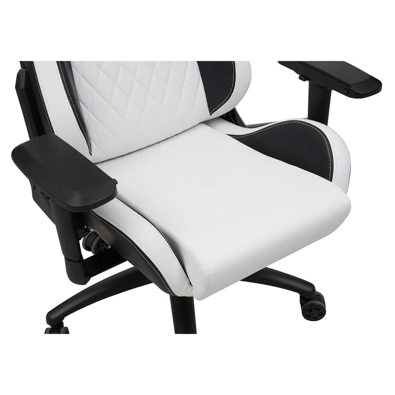 Furniture of America Valay 2-Piece Metal Gaming Desk and White Gaming Chair Set