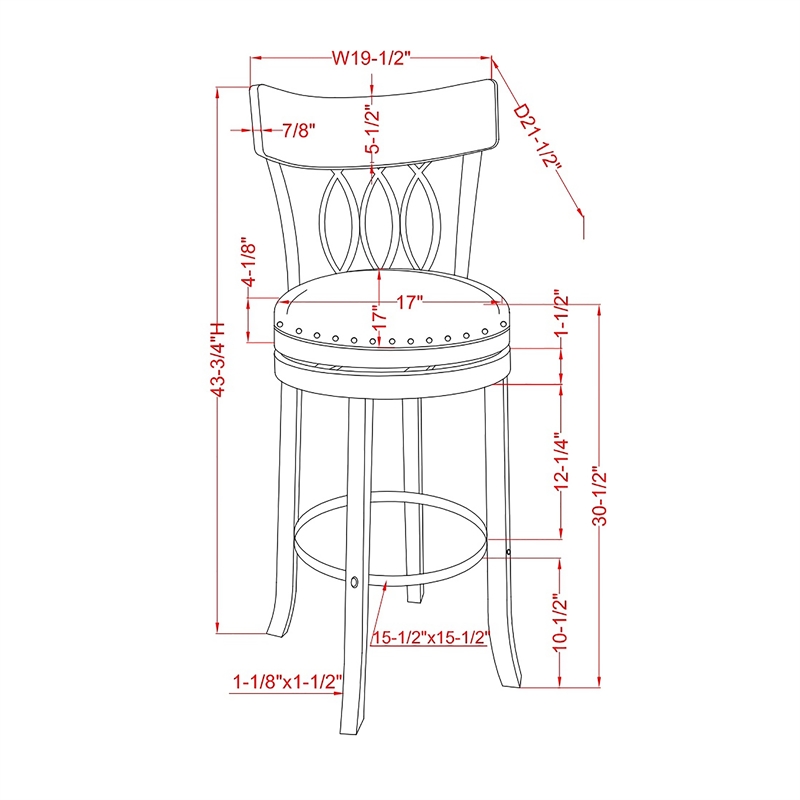 Furniture of America Beka Wood 29 Inch Swivel Bar Stool in Oak Set of 4