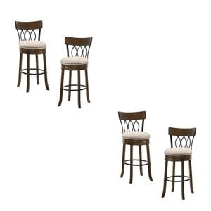 Furniture of America Beka Wood 29 Inch Swivel Bar Stool in Oak Set of 4