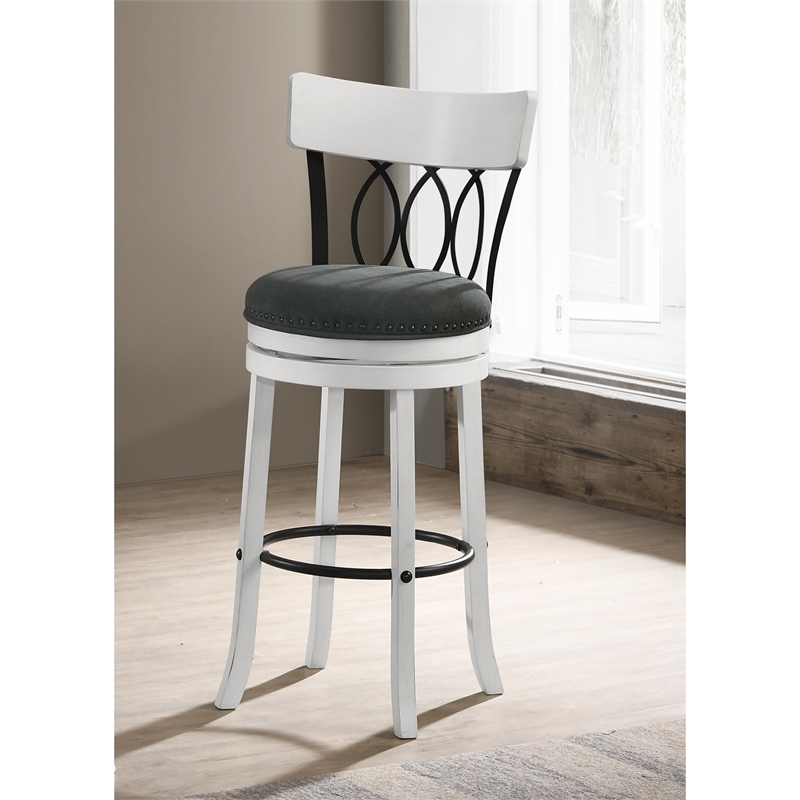 Furniture of America Beka Wood 29 Inch Swivel Bar Stool in Sea White Set of 4