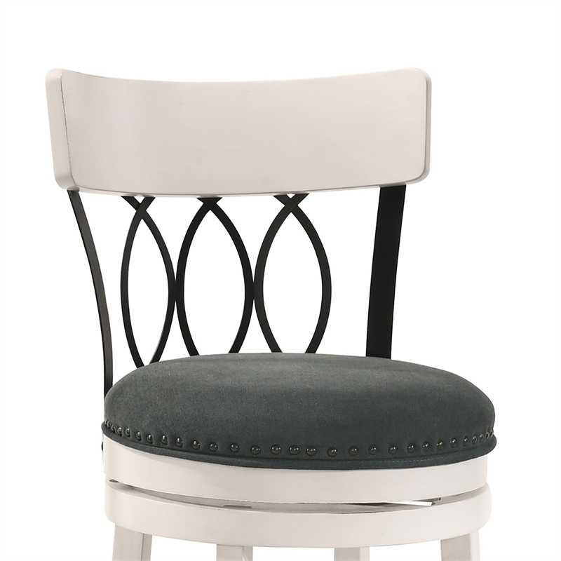 Furniture of America Beka Wood 29 Inch Swivel Bar Stool in Sea White Set of 4