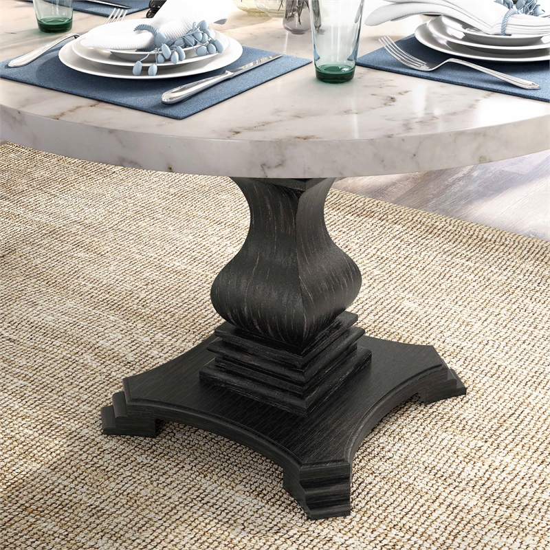 Furniture of America Rossas Wood 5-Piece Round Dining Table Set in Ivory