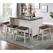 Furniture of America Ablania Wood 5-Piece Counter Dining Table Set in Off White