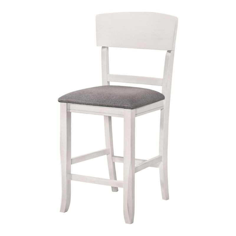 Furniture of America Alfons Wood 7-Piece Round Counter Height Table Set in White
