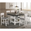 Furniture of America Alfons Wood 7-Piece Round Counter Height Table Set in White