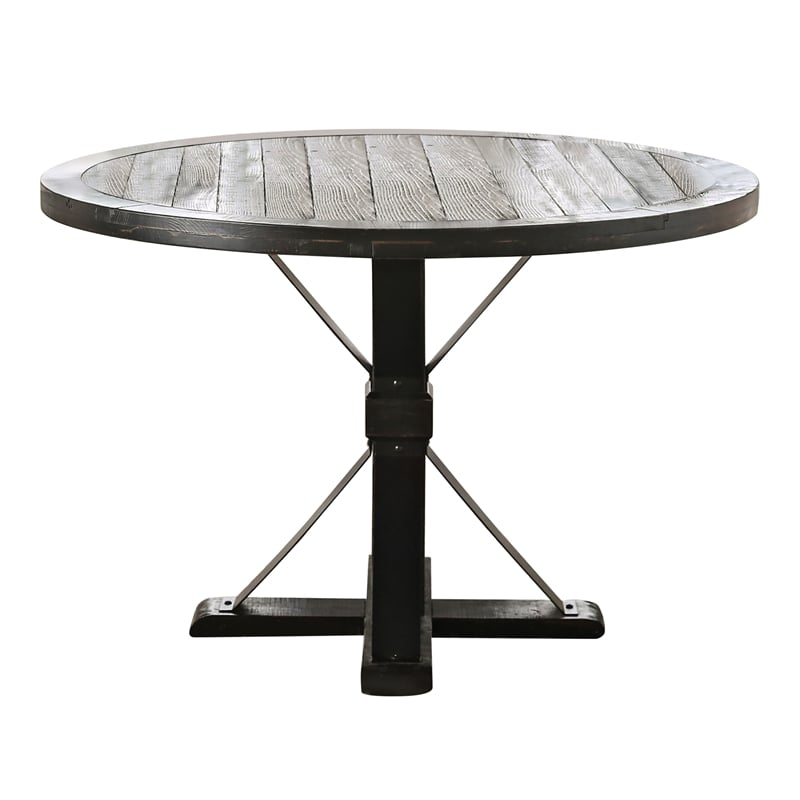 Furniture of America Castore Wood 5-Piece Round Dining Table Set in Gray