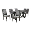 Furniture of America Castore Rustic Wood 7-Piece Dining Table Set in Gray