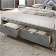 FOA Anaiya 5pc Silver Wood Bed Set - King + 2 Nightstands + Dresser + Mirror