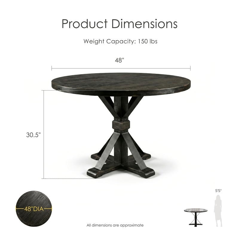 Furniture of America Castore Wood 5-Piece Round Dining Table Set in Ivory
