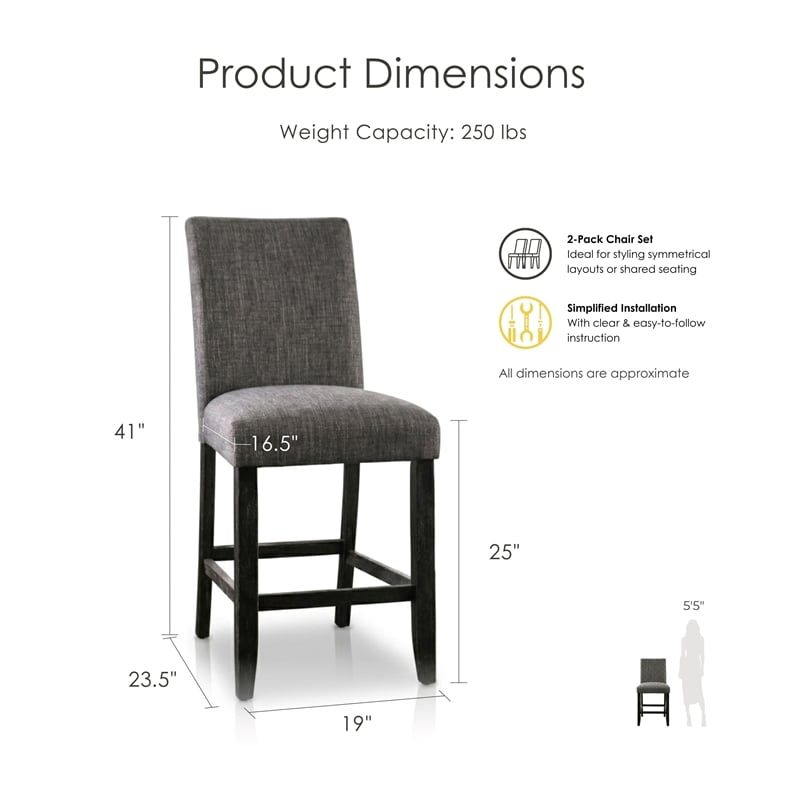 Furniture of America Iceland Wood 4-Piece Counter Height Table Set in Gray