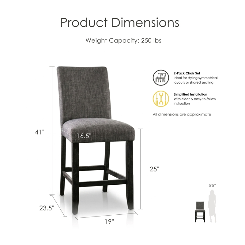 Furniture of America Iceland Wood 5-Piece Counter Height Table Set in Gray