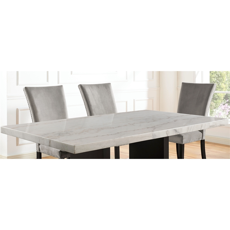Furniture of America Imagin Wood 7-Piece Dining Table Set in Light Gray