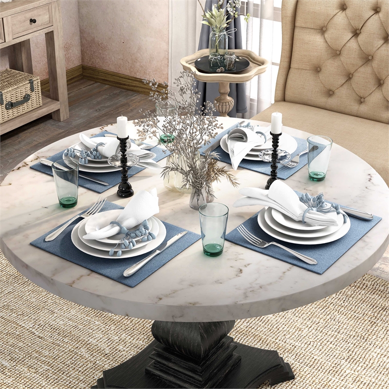 Furniture of America Rossas Wood 5-Piece Round Dining Table Set in Gray