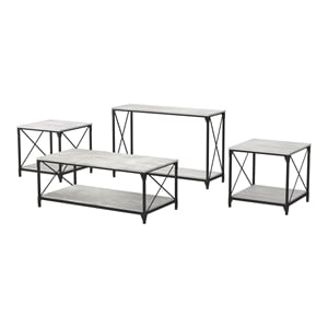 Furniture of America Clarissa Metal 4-Piece Coffee Table Set in Gray